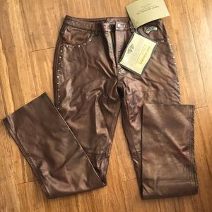 Harley Davidson Siren copper-colored studded leather pants size 10.